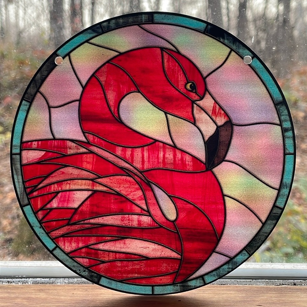 Suncatcher Acrylic Pink Flamingo Bird 6” Decorative Gift Home Beach House Decor